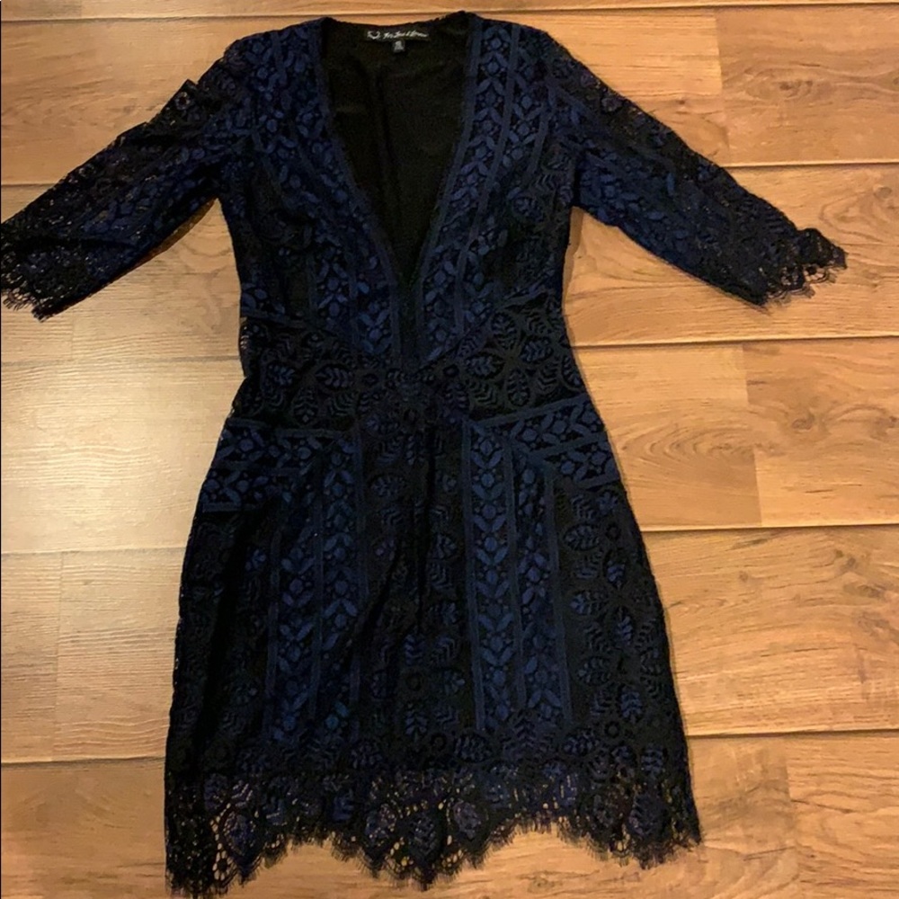 For love & lemons Lyla navy black lace dress S